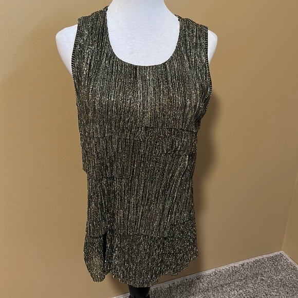 🎀 Christopher & Banks Metallic Layered Blouse - Picture 1 of 5